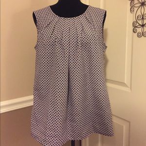 Merona Navy Blue, Pink, & White Sleeveless Blouse
